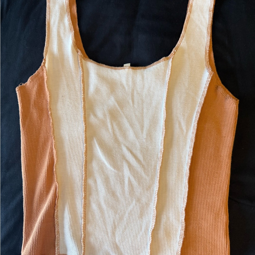 Gilded Intent Tan and Cream Crop Top